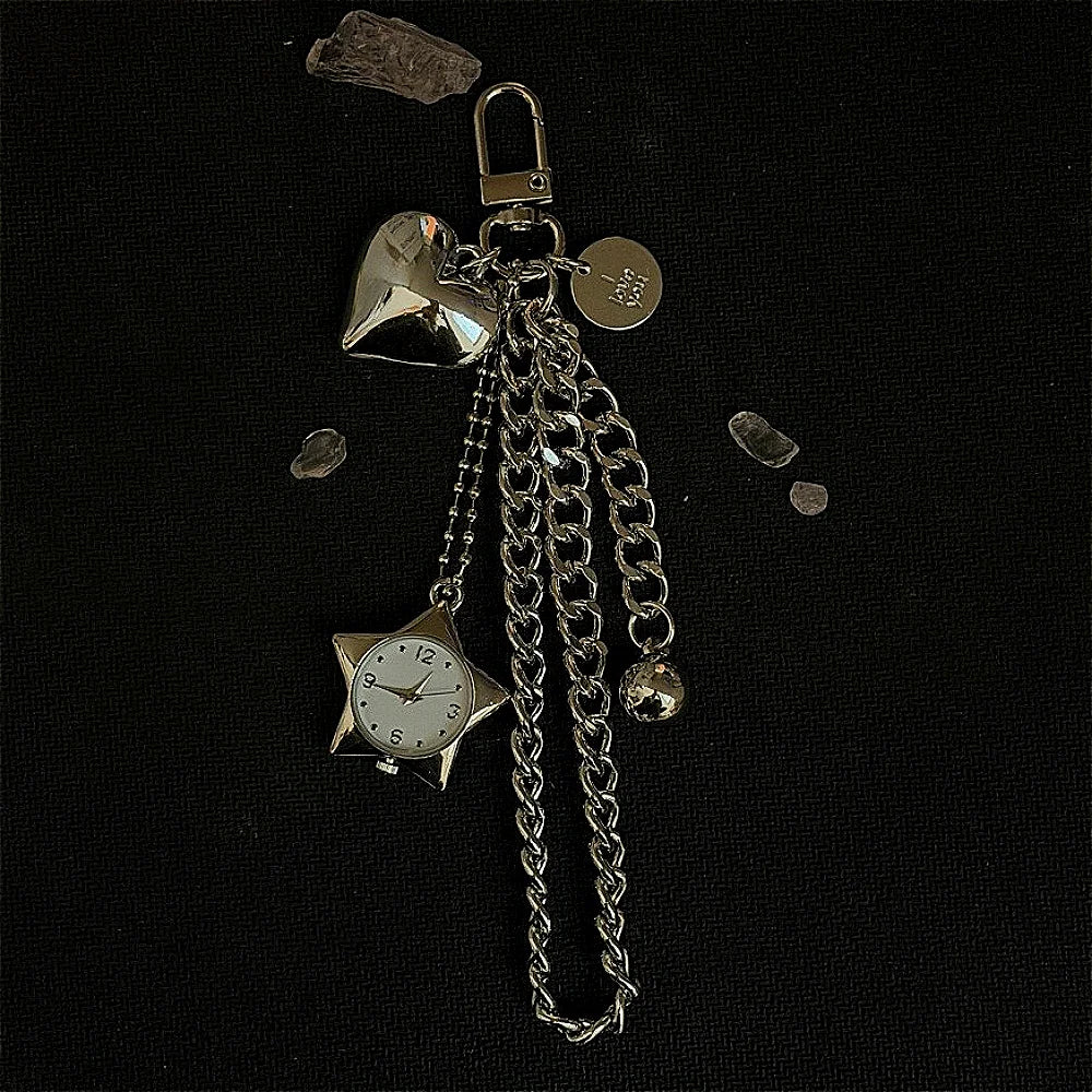 Star Pocket Adjustable Watch Clock Keychain Zinc Alloy