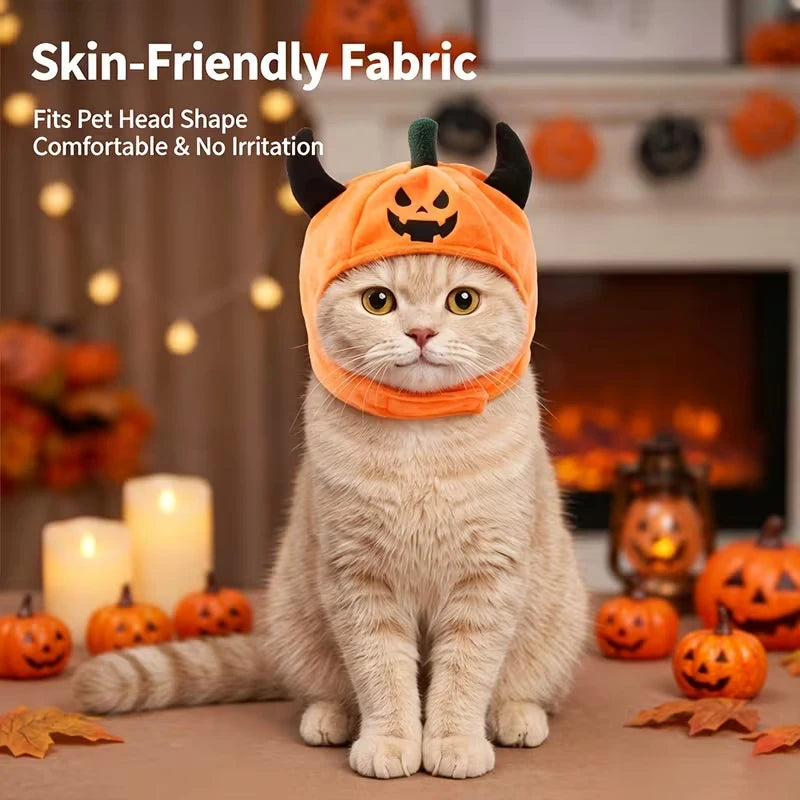 Halloween Pet Costume Hat – Fun Devil/Pumpkin Hat for Cats and Dogs;