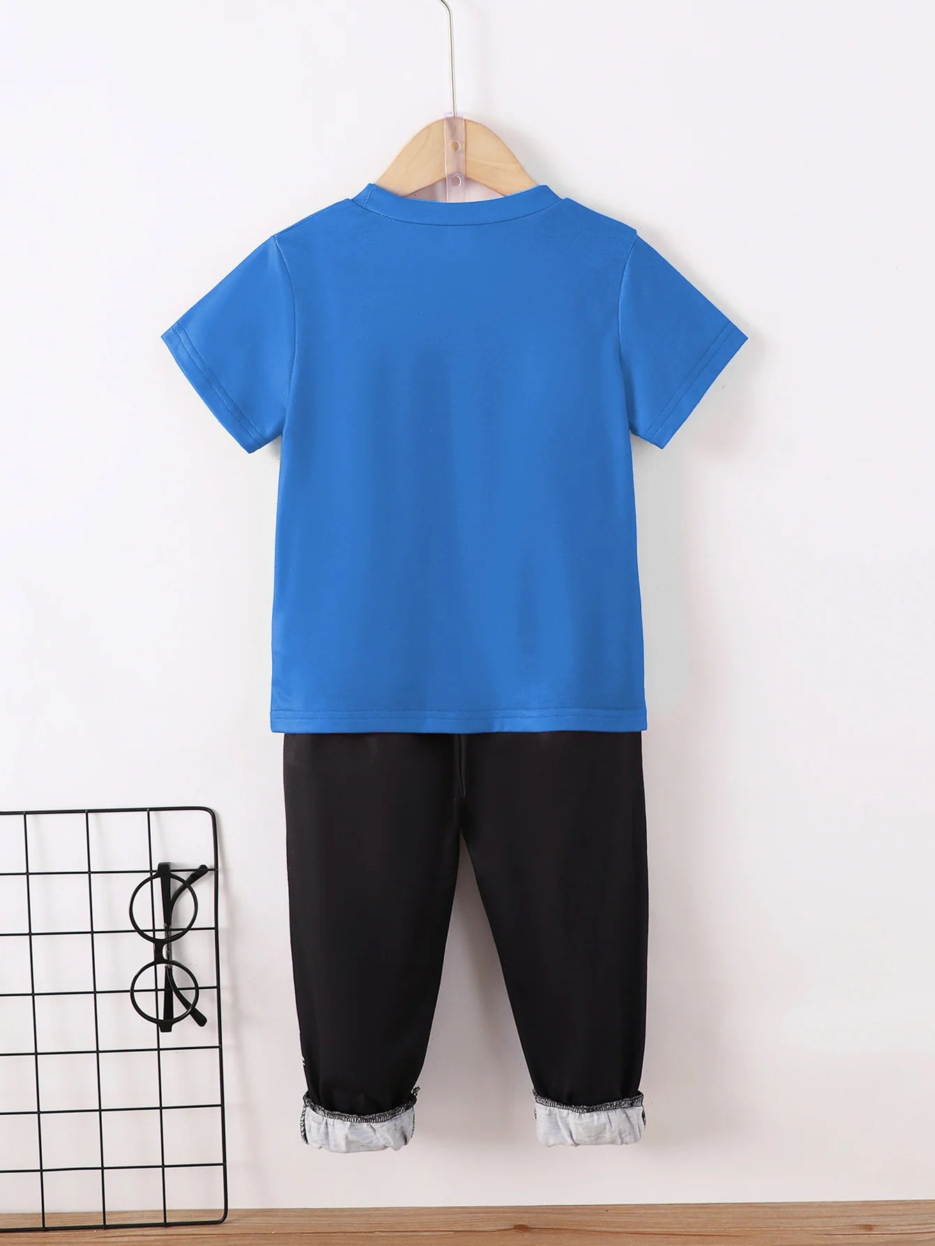 Summer Cool Boys Short Sleeves Spider Prints Two-Piece Leisure Suit For 4-7 Years Old Kids