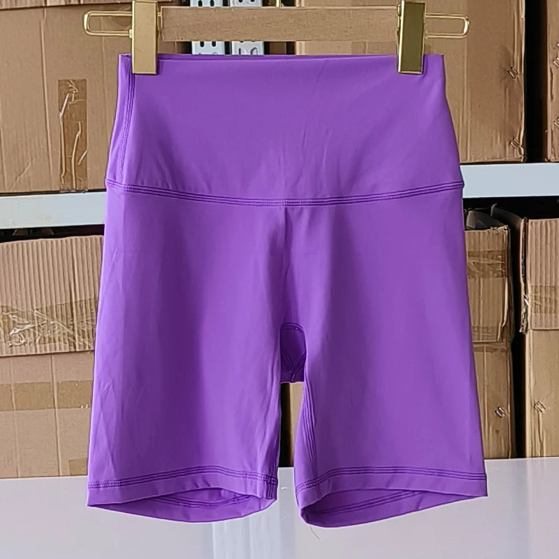 Solid Color Women Fitness Sports Short High Waist Yoga Short  Cycling Comprehensive Training Jog Squat Proof Internal Pockets