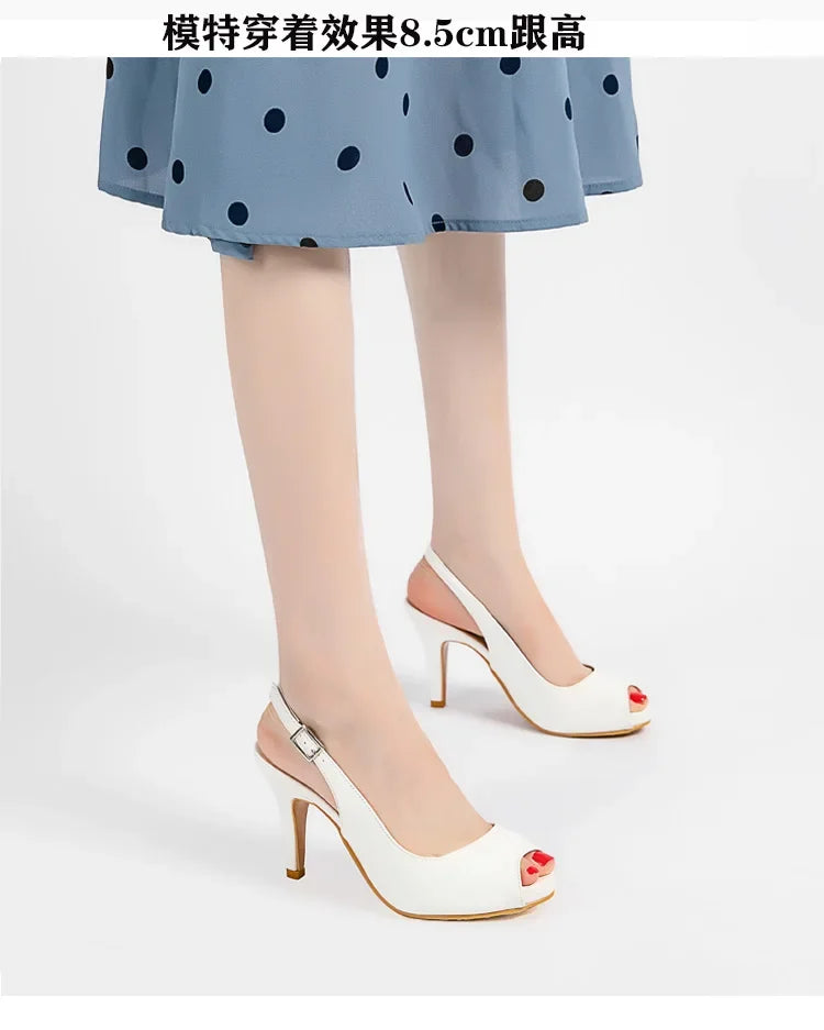 high-heeled women's nude color patent leather waterproof platform fish mouth