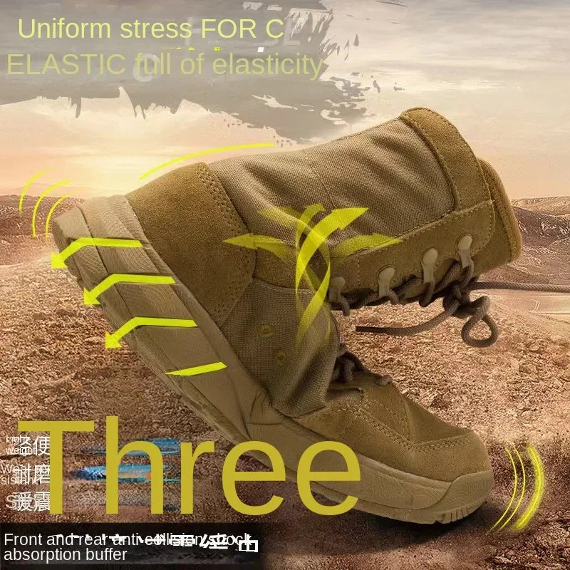 Man Lightweight Tactical Boots Combat Anti-Collision Training Lace Up Waterproof Outdoor Hiking Breathable Shoe