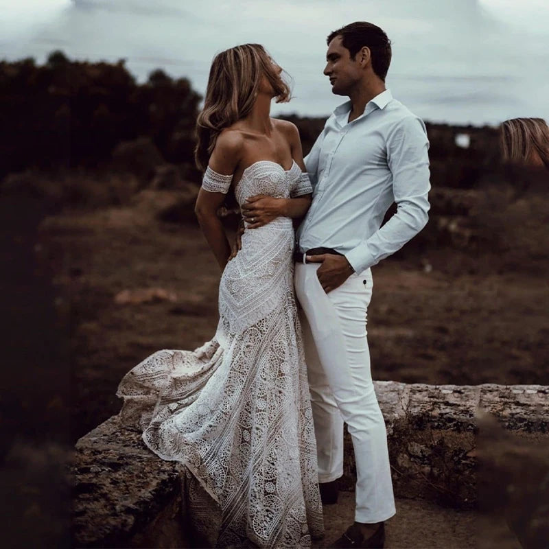 Lace Mermaid Wedding Dresses With Removeable