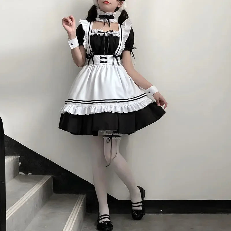 Black Cute Lolita Maid Costumes