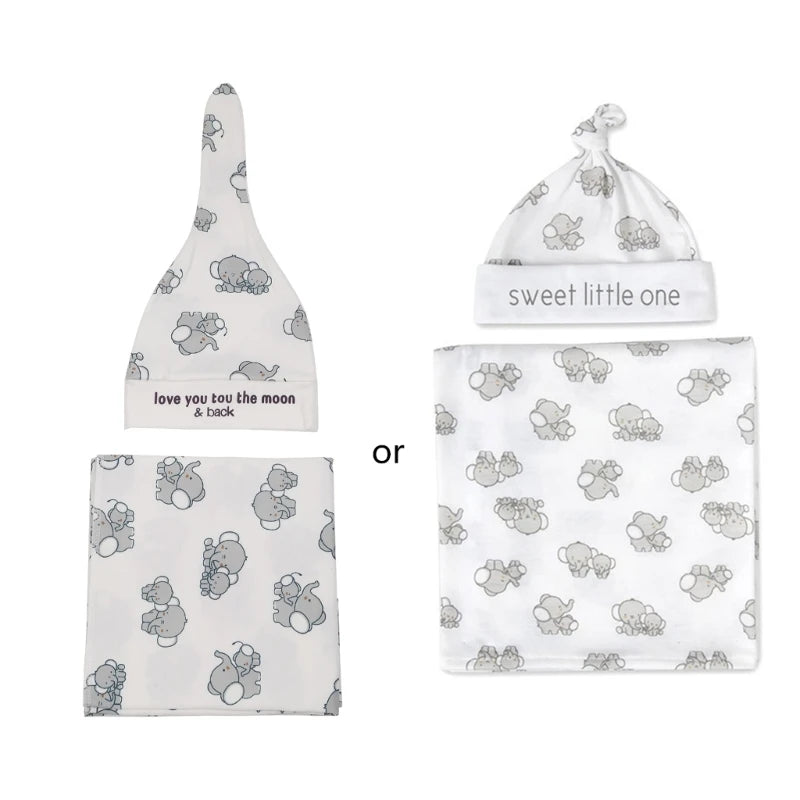 2pcs Newborn Baby Microfiber Swaddle Wrap with Beanie