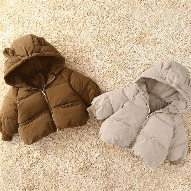 Kids Warm Down Jacket Winter New Thicken Cotton Clothes Girls Boys Snow Wear Coats Chidlren Hooded Parkas 1-6 Years