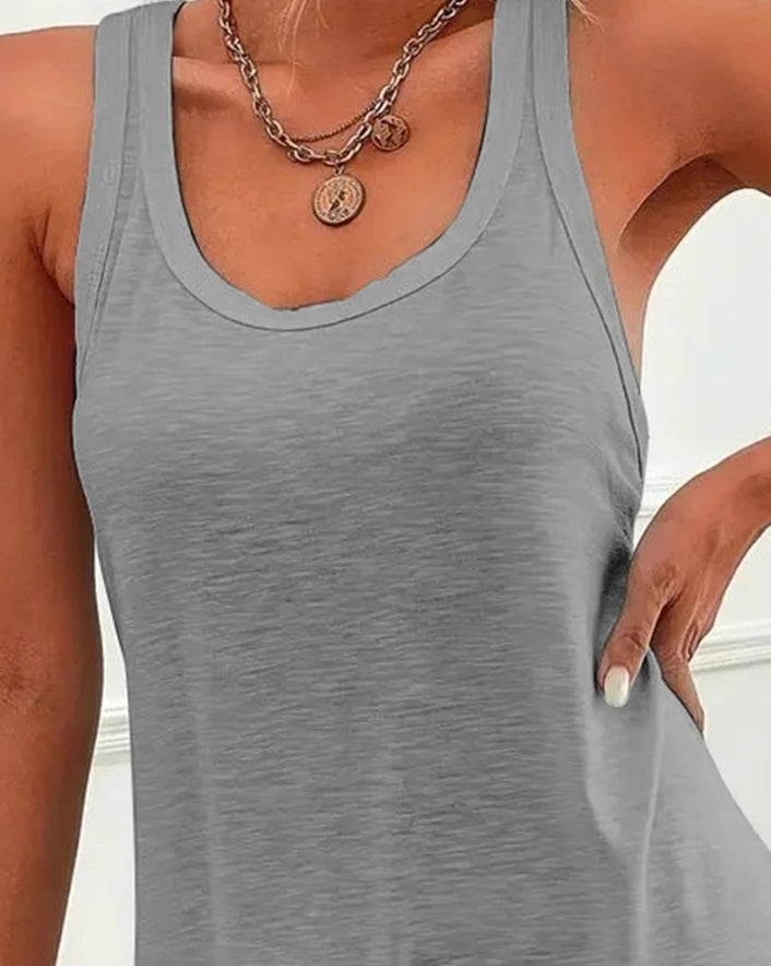 U-Neck Sleeveless Mini Straight Vest Dress