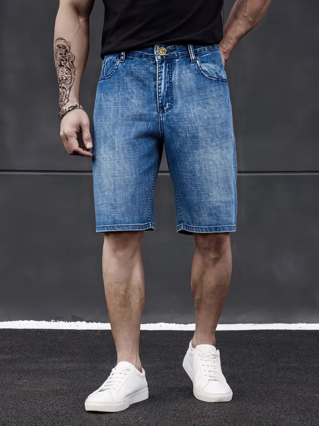 2026 Classic Style Men's Slim Denim Shorts Summer New Business Fashion Thin Stretch Short Casual Pants Male Size 40