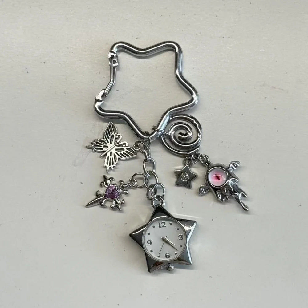 Star Pocket Adjustable Watch Clock Keychain Zinc Alloy