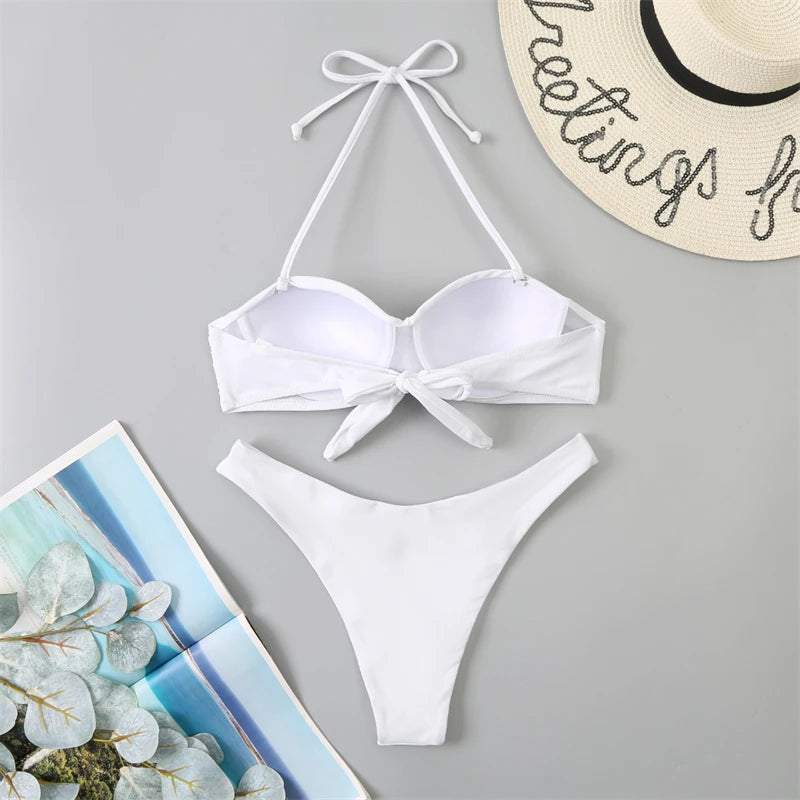 Bikini Swimsuit High Waist Thong Bathing Suit Two Pieces