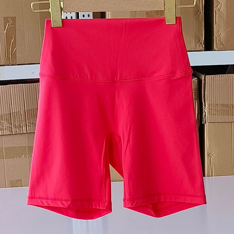 Solid Color Women Fitness Sports Short High Waist Yoga Short  Cycling Comprehensive Training Jog Squat Proof Internal Pockets