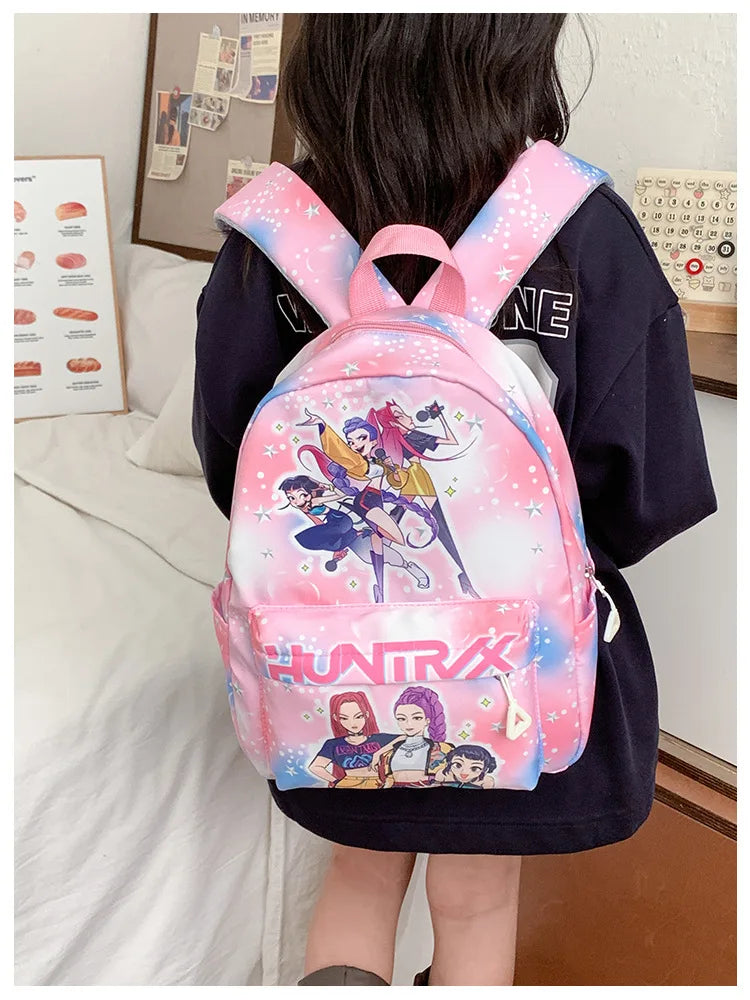 Pink 10-Inch Lightweight Backpack K D H Rumi Mira Zoey HUNTR/X Saja School Bag for Boys And Girls Kindergarten Moch