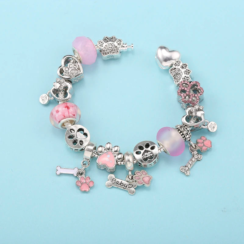 Hollow Foot Beads Charm Bracelets