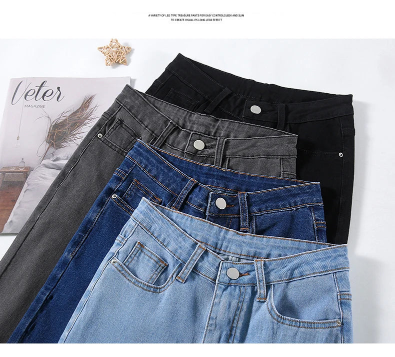 2024 New Sexy Skinny Jeans Women Hip Lift Stretch Pencil Denim Pants Casual Soft Slim Female Trousers Black Gray Blue