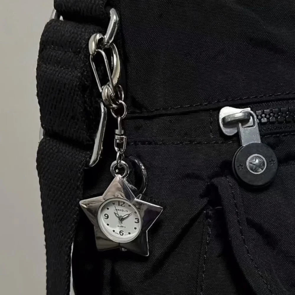 Star Pocket Adjustable Watch Clock Keychain Zinc Alloy