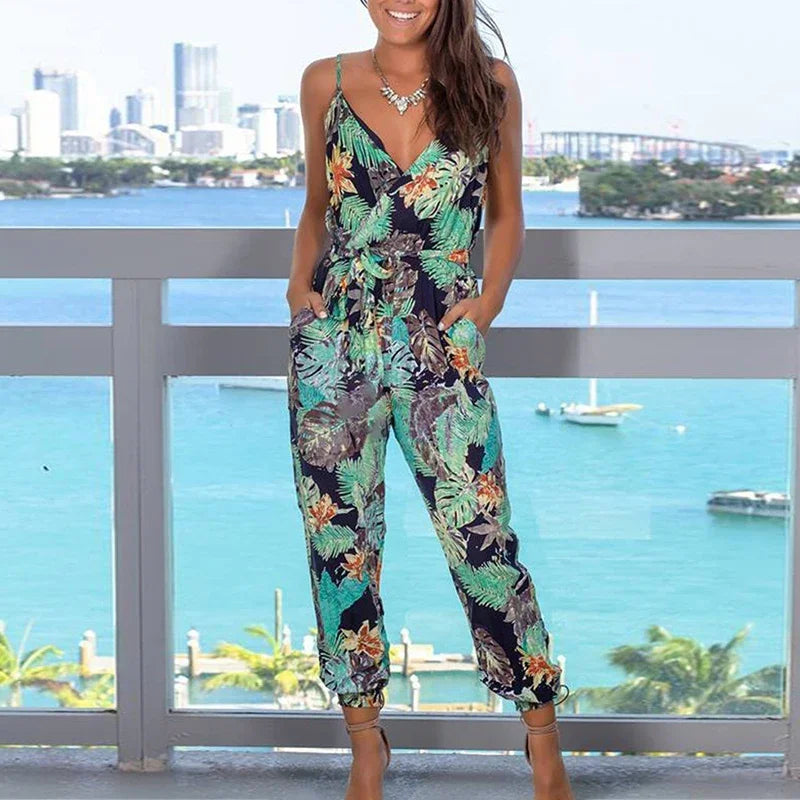 V Neck Jumpsuit Suit Pants