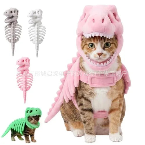 Halloween Dinosaur Skeleton Pet Hooded Costume