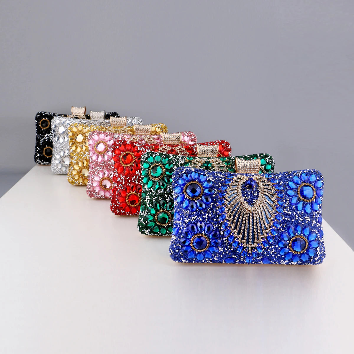 Acrylic Flower One Side Glitter Tassel  Clutch