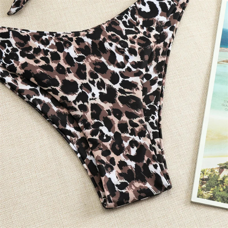 Bikini Swimsuit High Waist Thong Bathing Suit Two Pieces