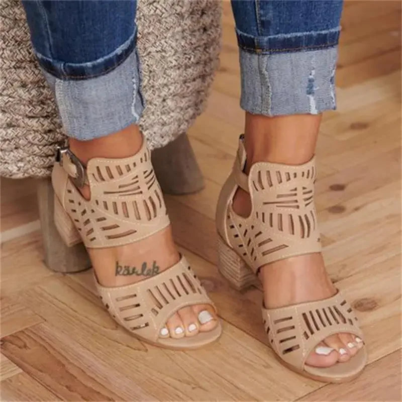 Wedge Mid Heel Summer Slip-on Buckle Shoes