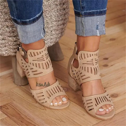 Wedge Mid Heel Summer Slip-on Buckle Shoes