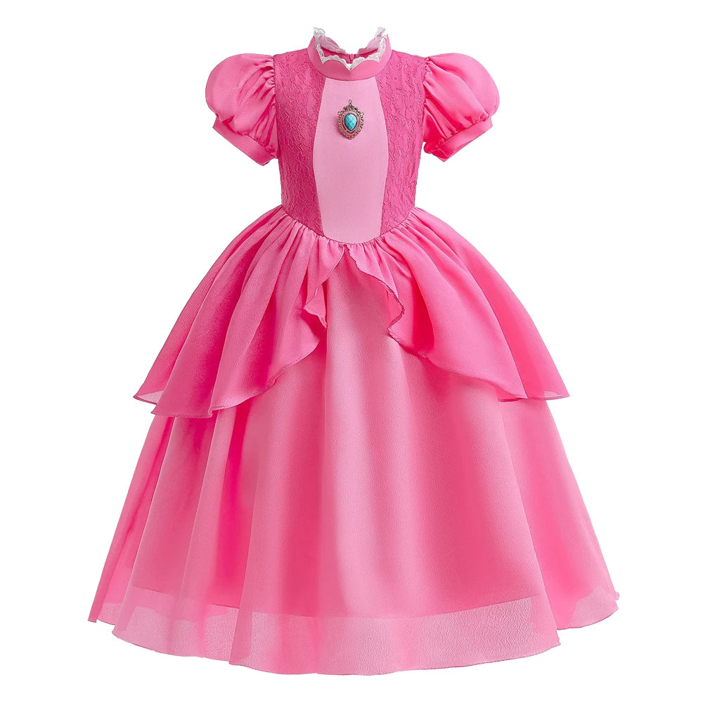 2026 Movie Girls Princess Dress Up Rosalina Peach Cosplay Outfit Children Girl Halloween Cosplay Costume Gown