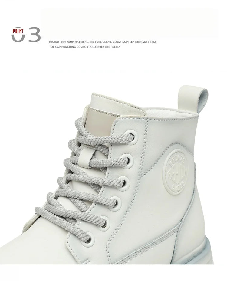 New autumn and winter men's boots rain boots high-top fashion side zipper motorcycle boots men's outdoor warm booties lacing 46