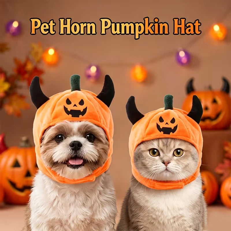 Halloween Pet Costume Hat – Fun Devil/Pumpkin Hat for Cats and Dogs;