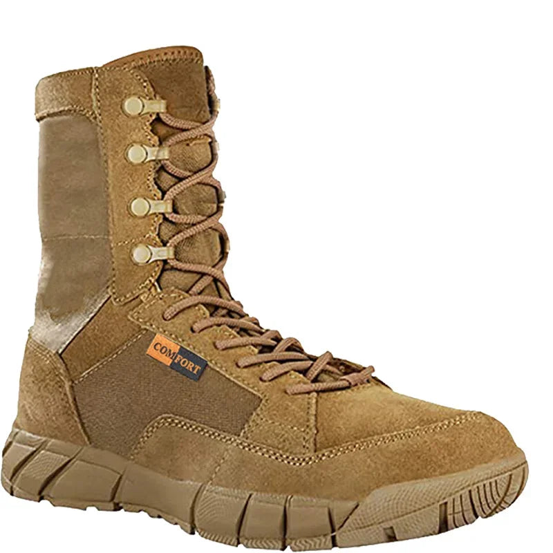 Man Lightweight Tactical Boots Combat Anti-Collision Training Lace Up Waterproof Outdoor Hiking Breathable Shoe