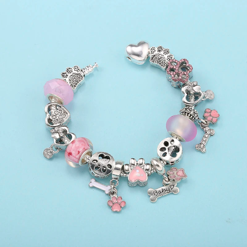 Hollow Foot Beads Charm Bracelets