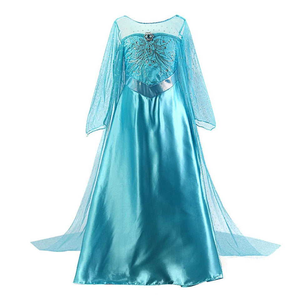 Muababy Princess Dress for Girls Aurora Belle Elsa Jasmine Cosplay Costume Party Halloween Carnival Outfit Kids 2-8Y Vestido