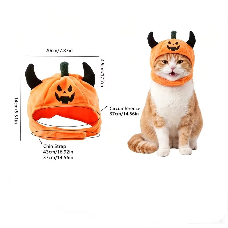 Halloween Pet Costume Hat – Fun Devil/Pumpkin Hat for Cats and Dogs;
