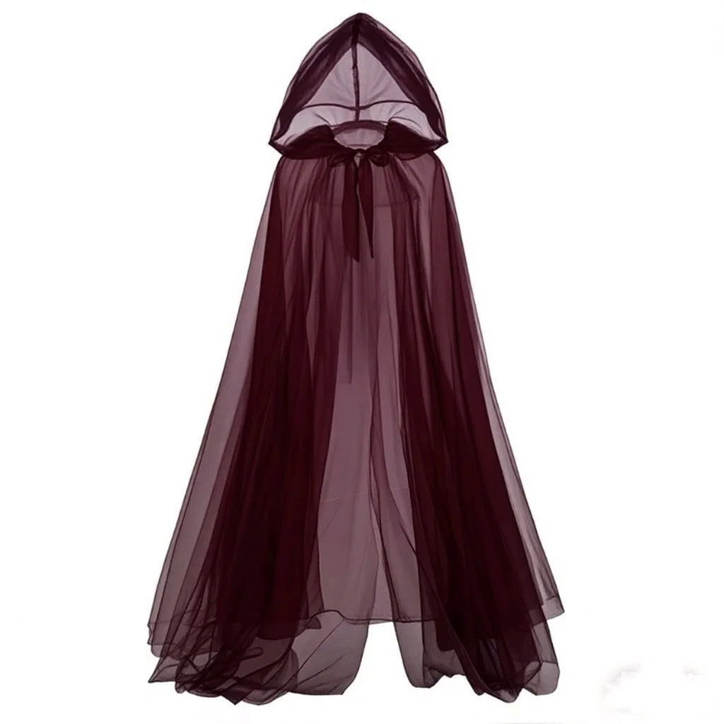 Full Length Cloak Dark Long Cape Sheer