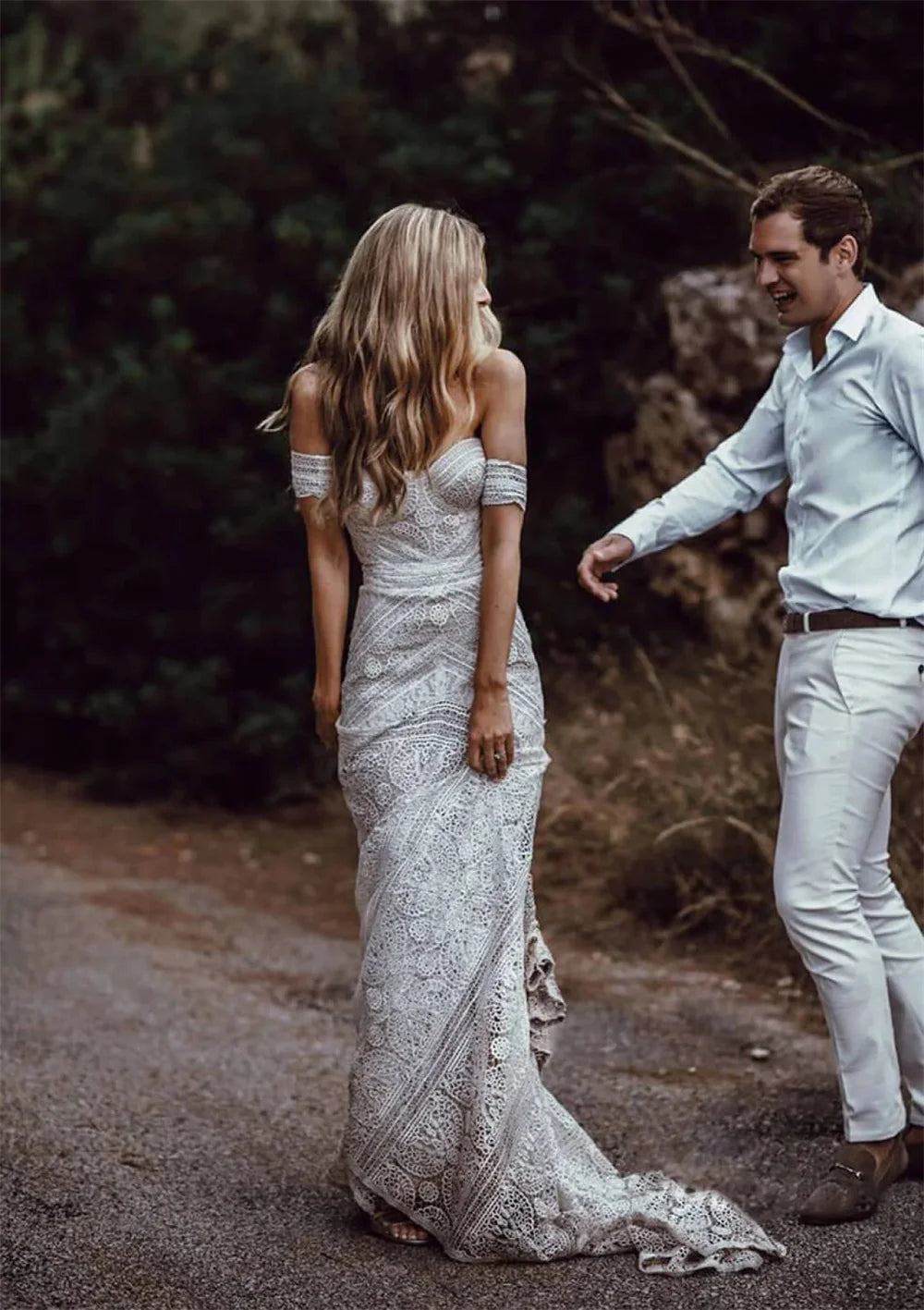 Lace Mermaid Wedding Dresses With Removeable