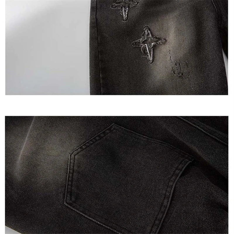 Boys Denim Shorts with Star Pattern