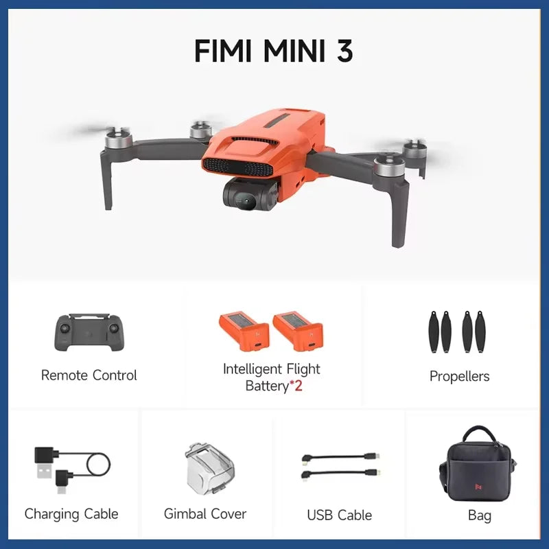 FIMI MINI 3 Portable Camera Drone GPS Foldable RC Quadcopter For Travel Shooting Beginners