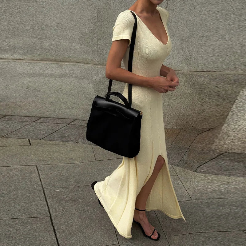 Short-Sleeved Knitted Dress