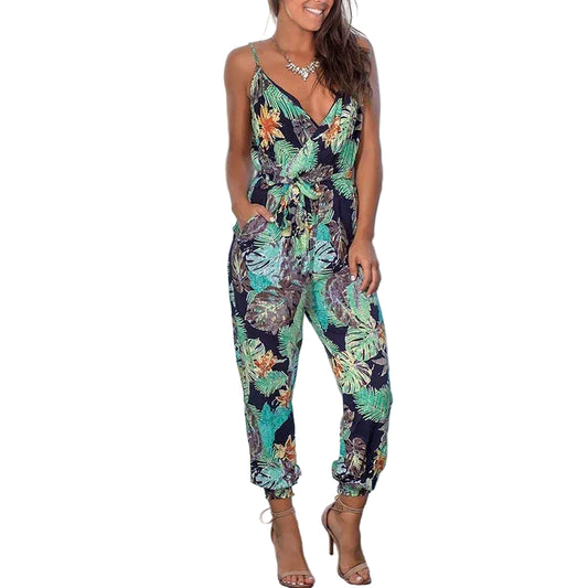 V Neck Jumpsuit Suit Pants