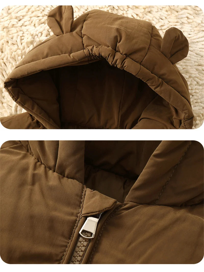 Kids Warm Down Jacket Winter New Thicken Cotton Clothes Girls Boys Snow Wear Coats Chidlren Hooded Parkas 1-6 Years