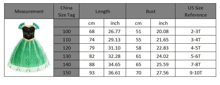 Elsa Anna Snow Queen Dress for Girls Princess Costume Birthday Halloween Christmas Carnival Outfit Kids Cosplay 2-8Y Vestido