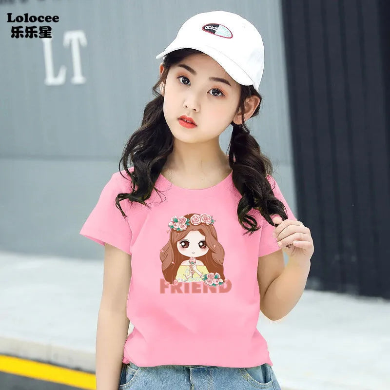 Cat Girls T Shirt Clothes Girls Animal Children T-Shirt Kids Summer Cat Lively Cute Funny Baby T Shirts Tops 2023
