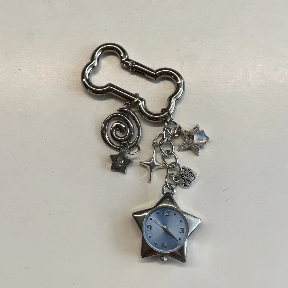 Star Pocket Adjustable Watch Clock Keychain Zinc Alloy