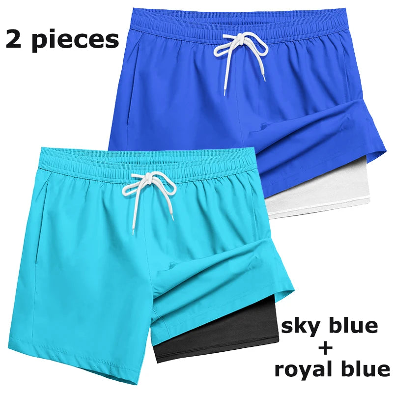 Mens Swim Trunks with Compression Liner Phone Pocket