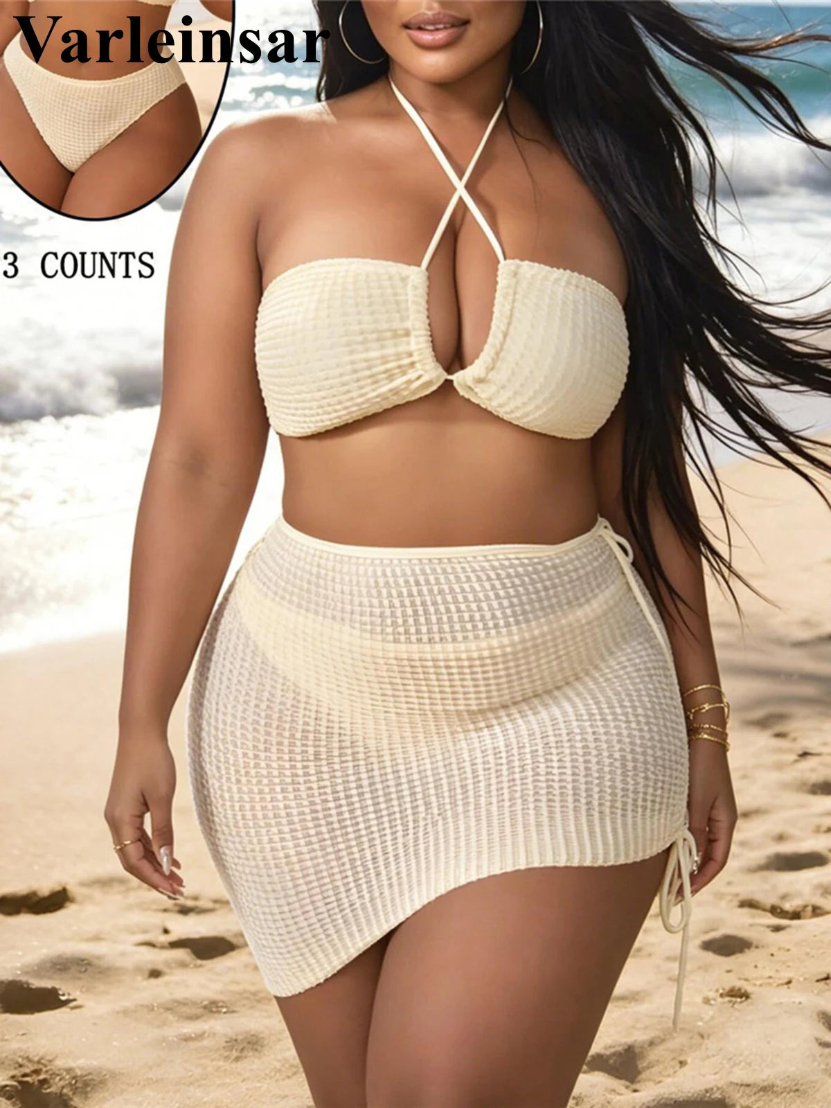 0XL - 4XL 3PCS Bikini Plus Size Swimwear