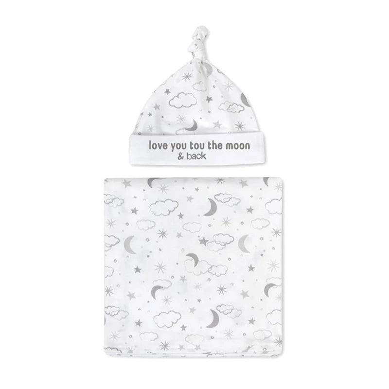 2pcs Newborn Baby Microfiber Swaddle Wrap with Beanie