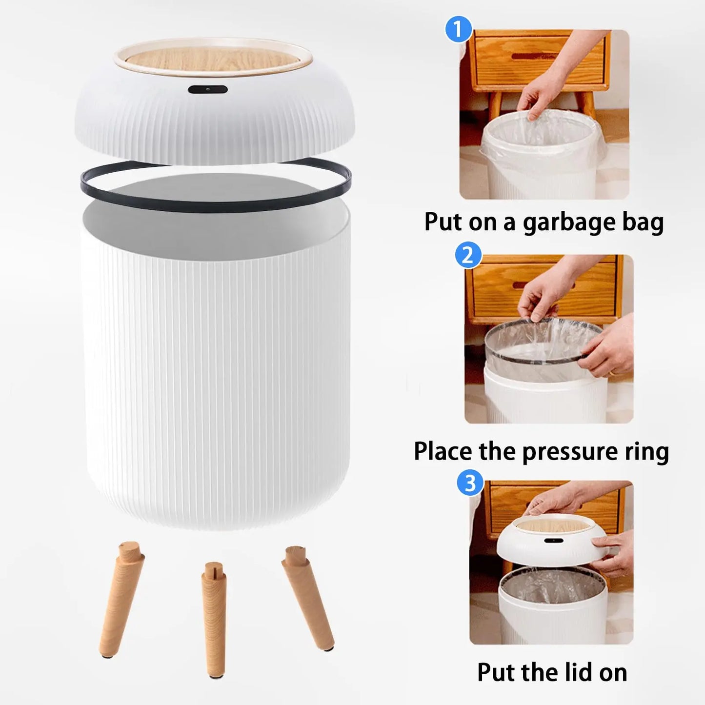 Automatic Trash Can with Lid,  Small Plastic Smart Trash Can, Motion Sensor