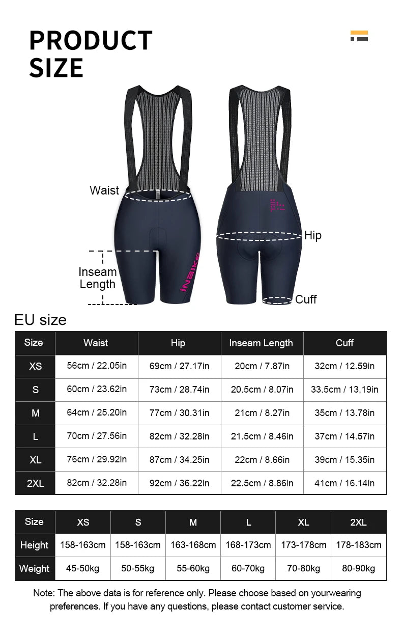 INBIKE Women's Cycling Bib Shorts Summer Breathable High-Waisted Suspenders Shorts Outdoor Bike Riding Underwear Cycling Gear
