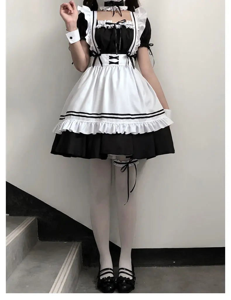 Black Cute Lolita Maid Costumes