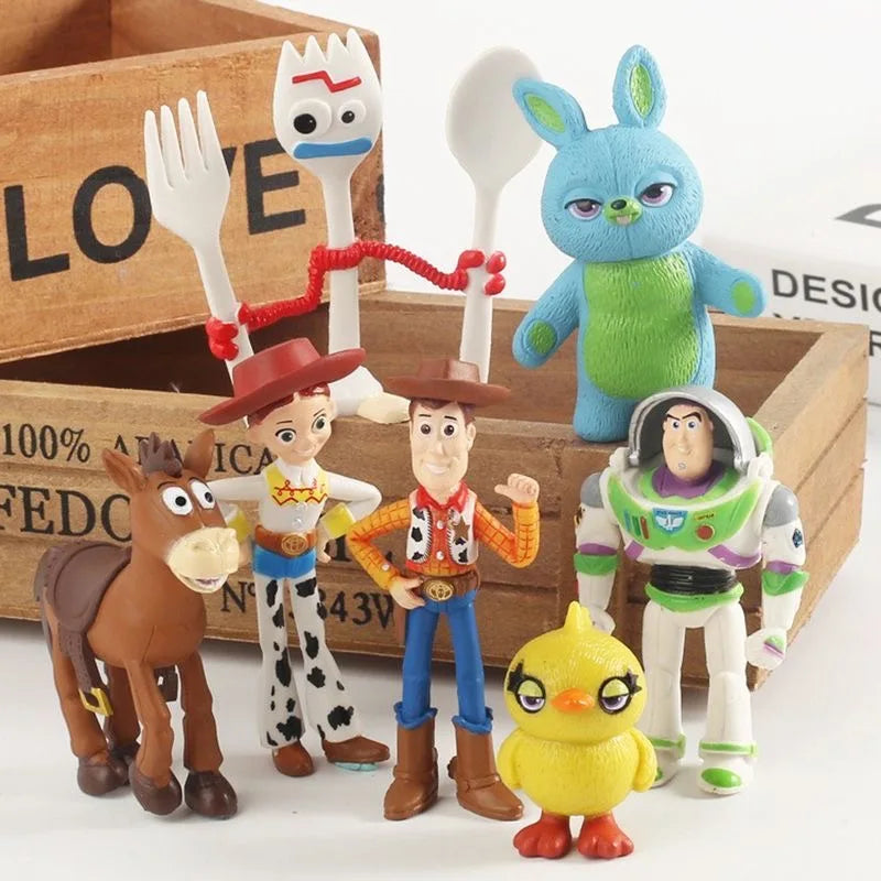 7Pcs/Set Toy Story 4 Action Figures Toy Woody Jessie Buzz Lightyear Forky Pig Bear Figura Model Doll Figurine  Birthday GiftK