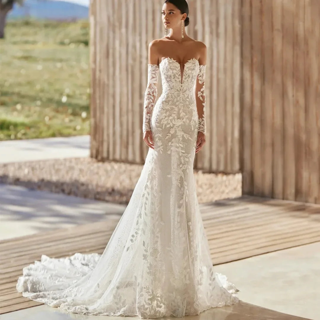 Luxury Lace Wedding  Dresse Backless